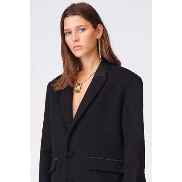ZARA WOOL COAT WITH PLEATED LINING LIMITED EDITION BLACK MEDIUM - Picture 3 of 16